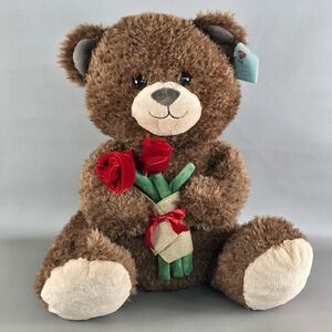 Charming Brown Teddy Bear with Red Roses 22inches